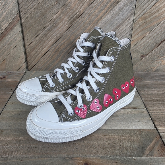 Converse X Comme des Garçons Play Athletic Sneakers Mens Size 3 Womens 5 Green - Picture 4 of 9